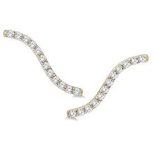 1/2 CTW Genuine Diamond S-Shaped Climber Earrings in 14K Yellow Gold
